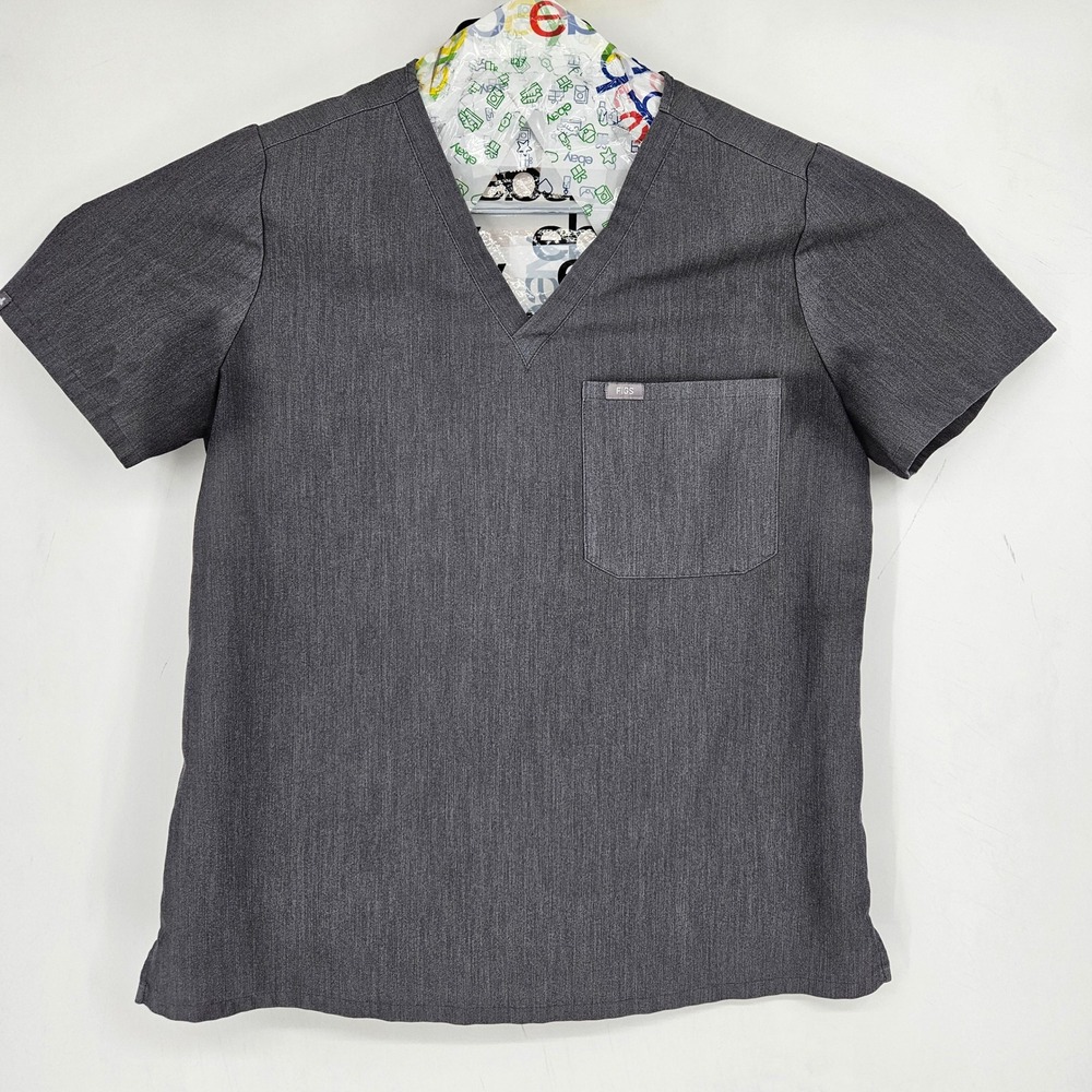 Figs Scrub Top Womens Large Catarina One Pocket Technical Uniforms Gray FLAWS